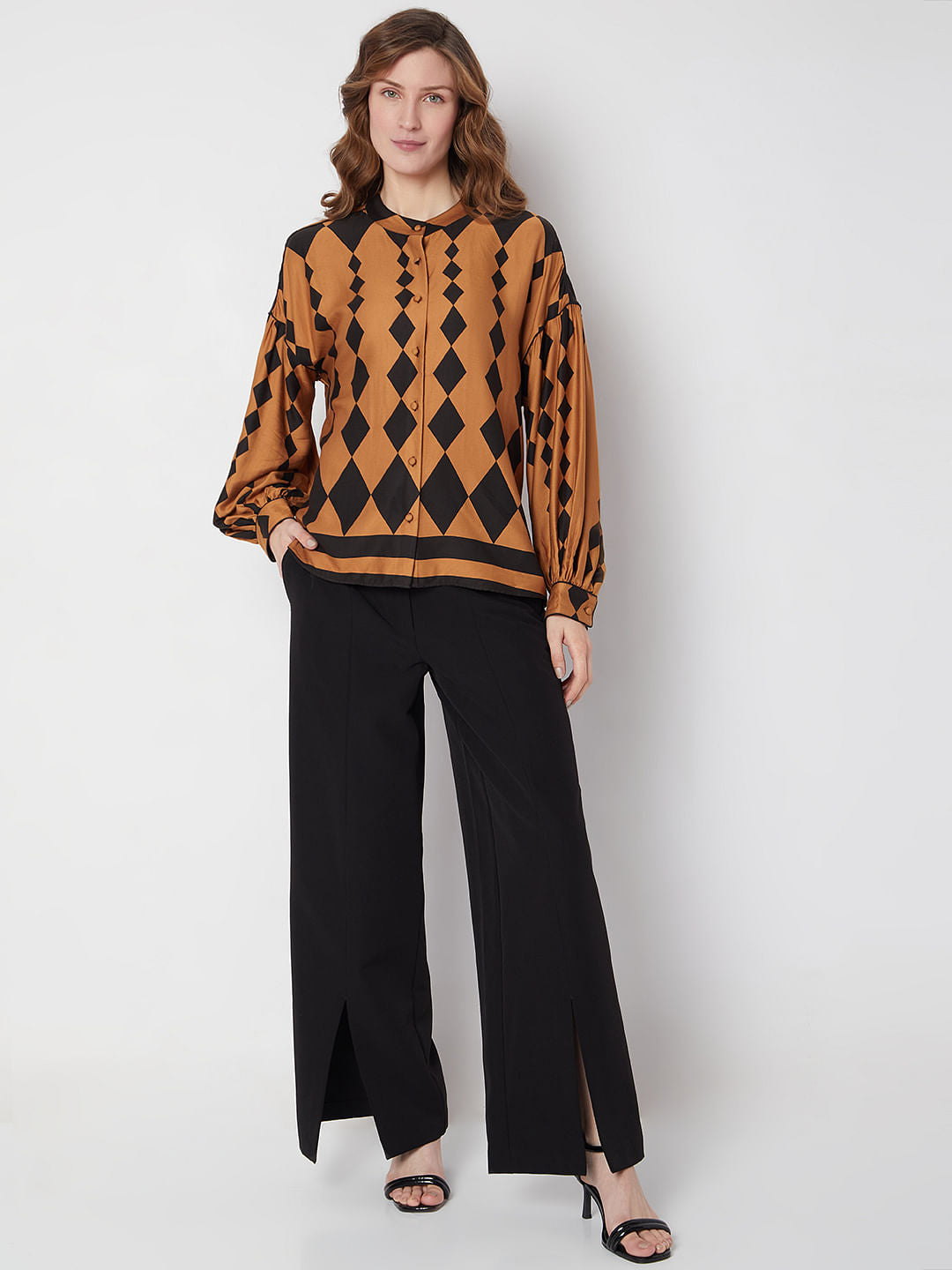 Yellow Abstract Print Shirt