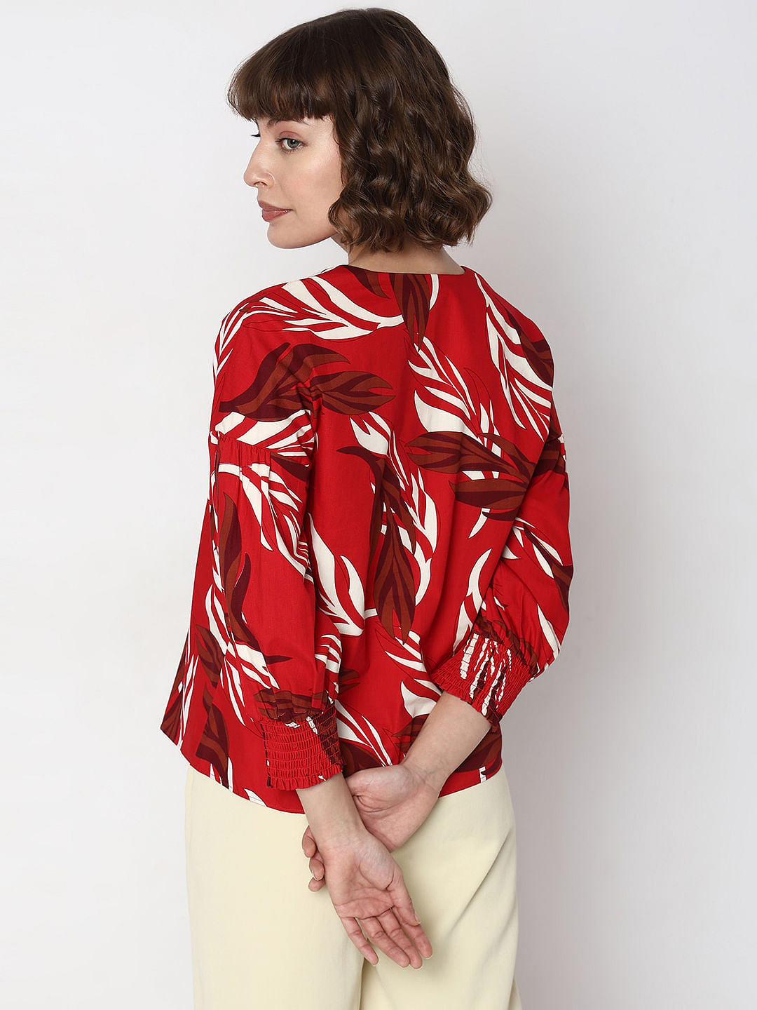 Red Leaf Printed Top