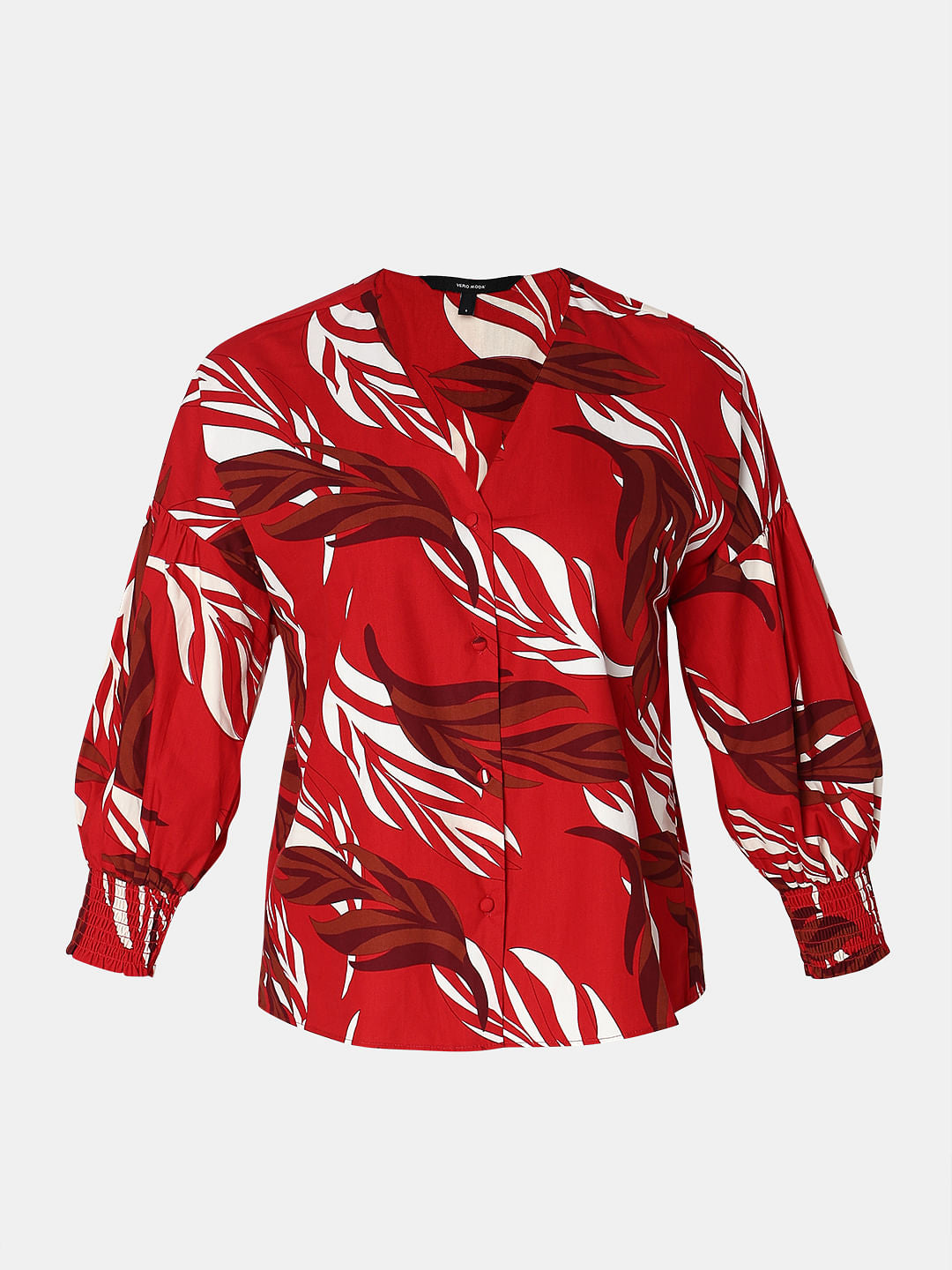Red Leaf Printed Top