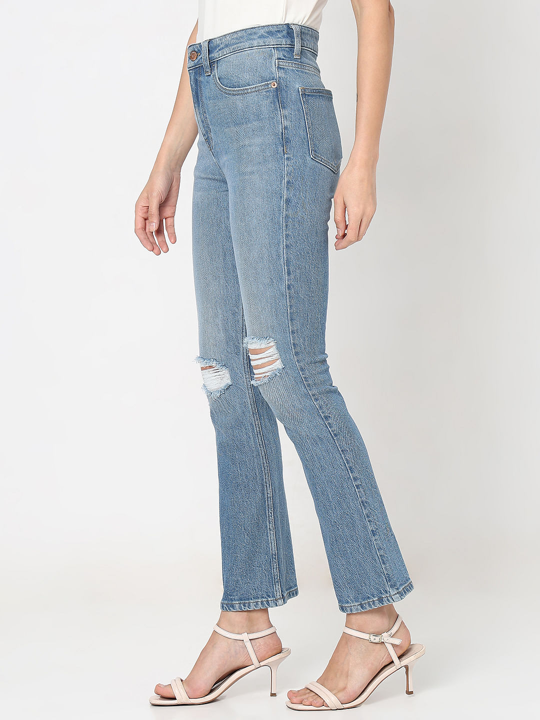 Light Blue Distressed Petra Bootcut Jeans