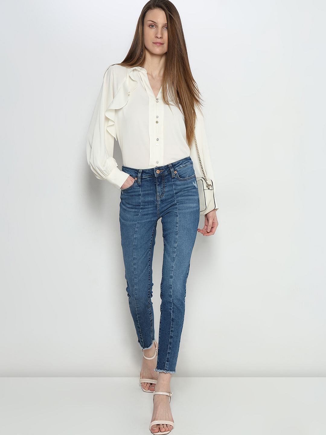 Blue Mid Rise Wendy Skinny Fit Jeans