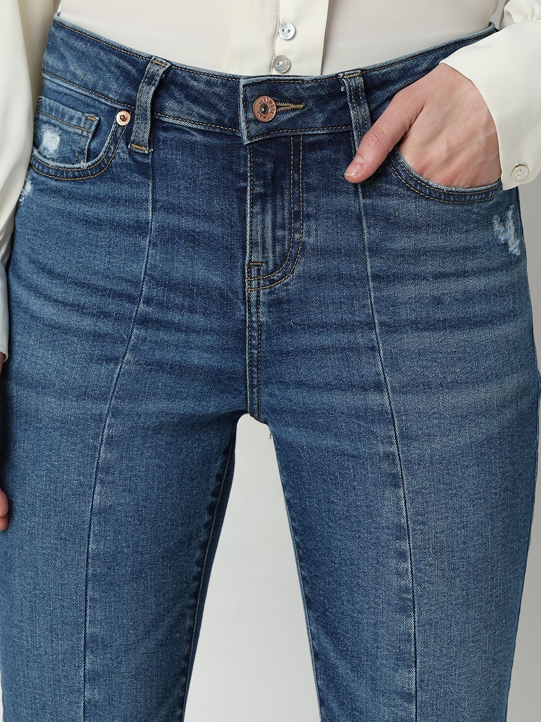 Blue Mid Rise Wendy Skinny Fit Jeans