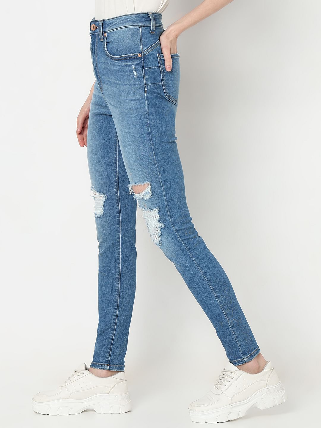 Light Blue High Rise Distressed Wendy Skinny Jeans