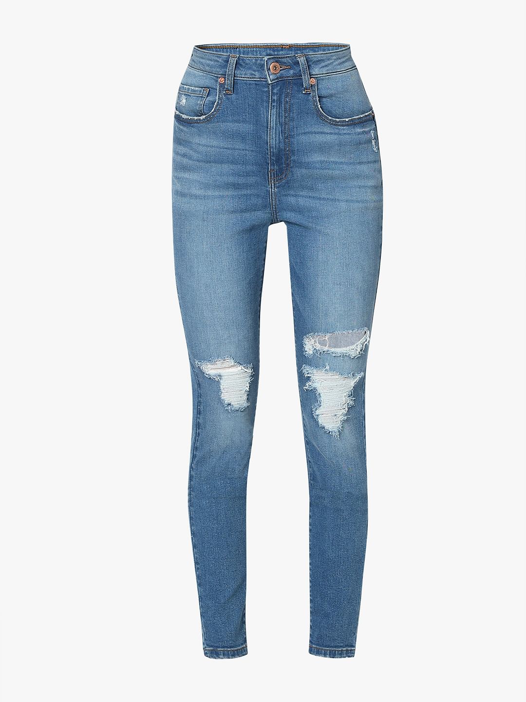 Light Blue High Rise Distressed Wendy Skinny Jeans