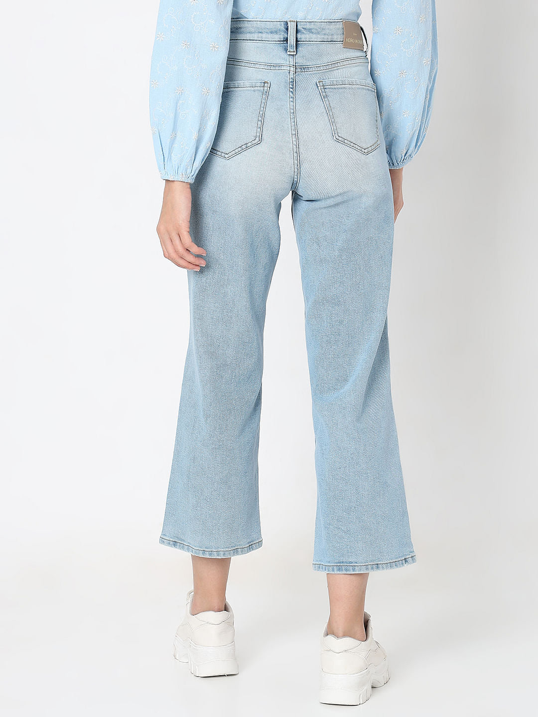 Light Blue High Rise Distressed Zoey Wide-Leg Jeans