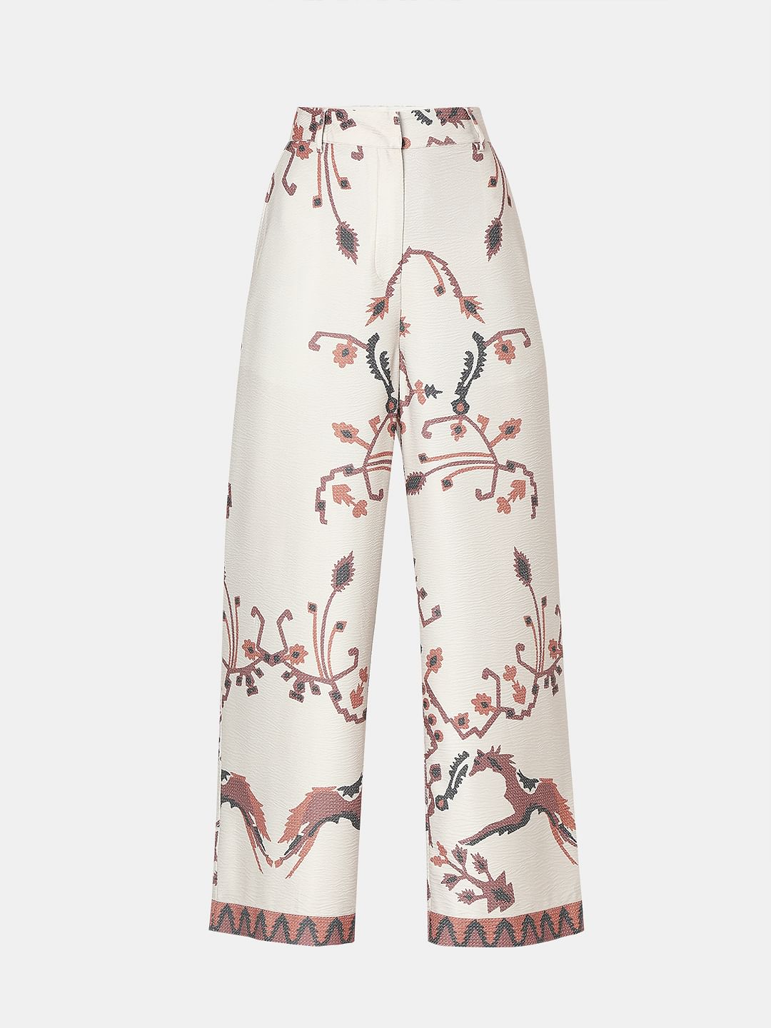 Beige High Rise Printed Co-Ord Set Pants