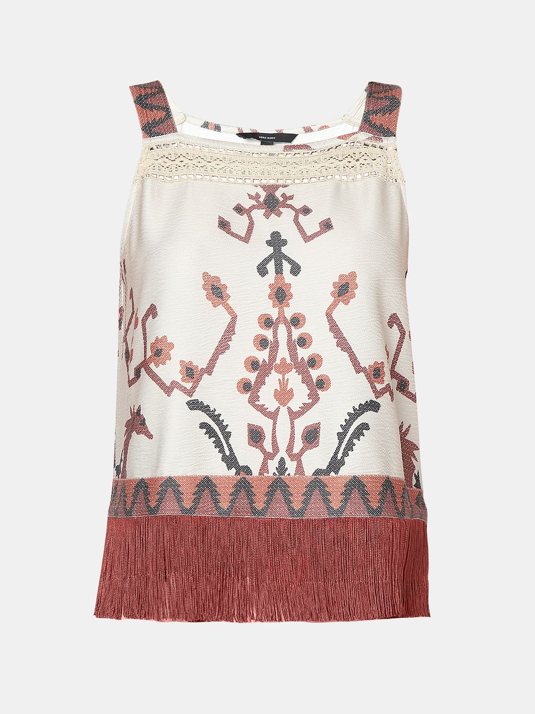 Beige Printed Co-Ord Set Top