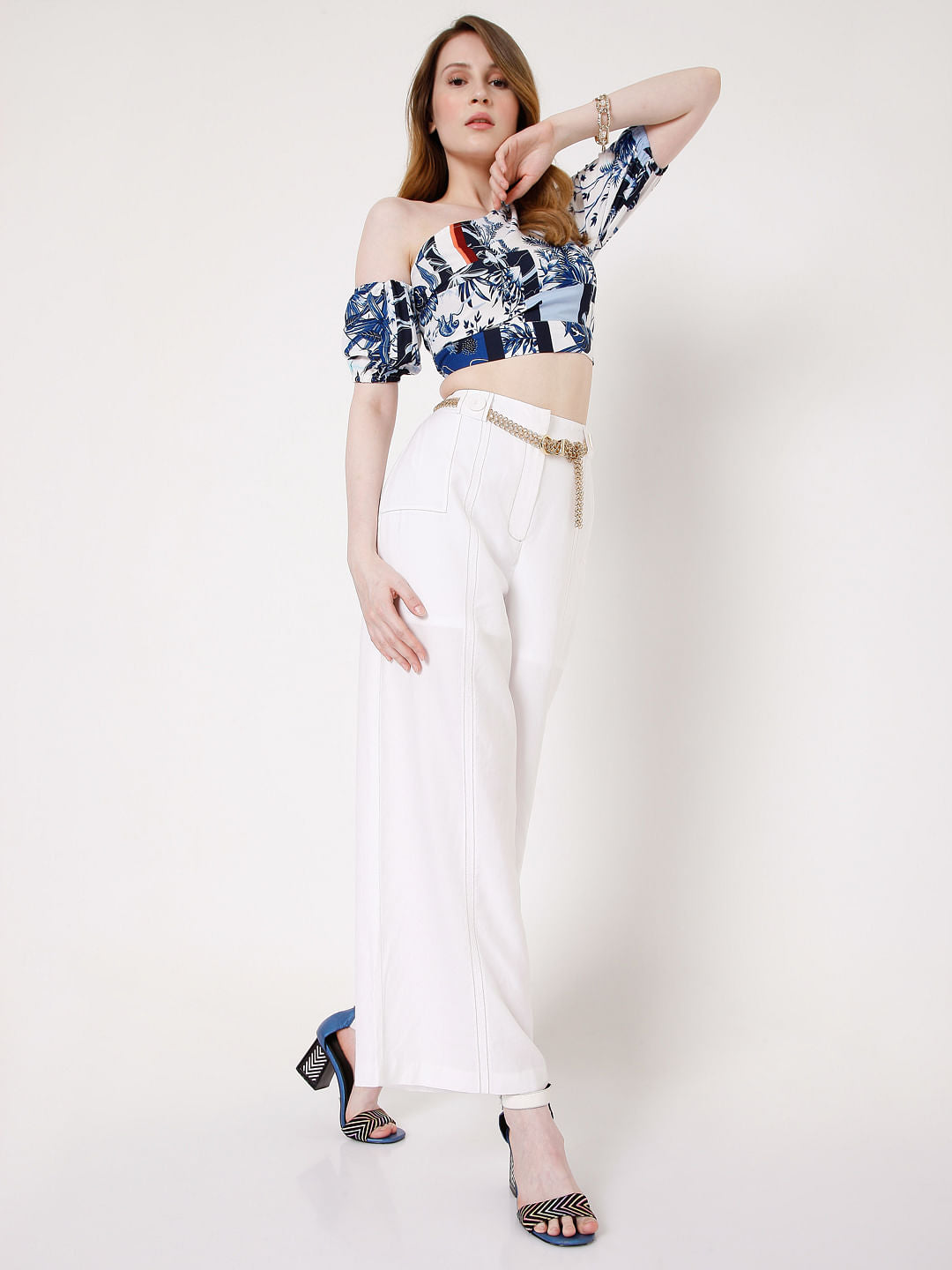 White High Rise Wide Leg Pants