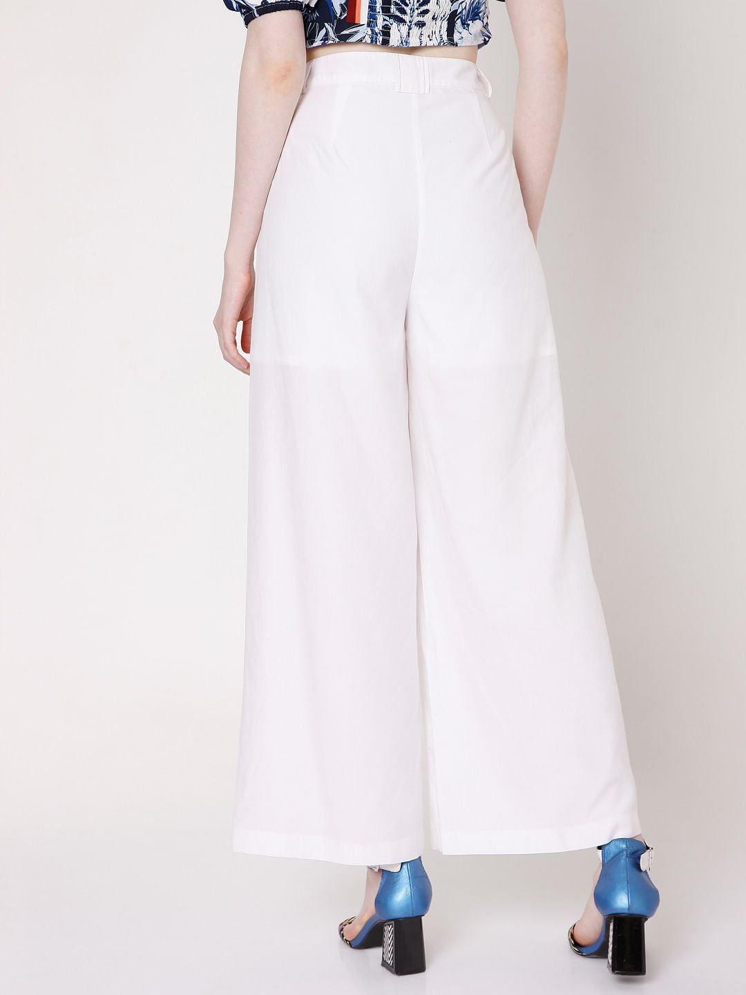 White High Rise Wide Leg Pants