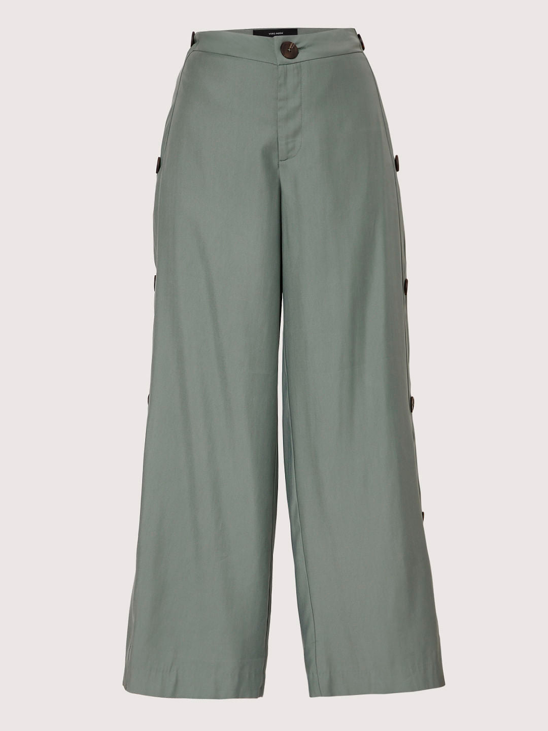 Olive Green Flared Slit Pants