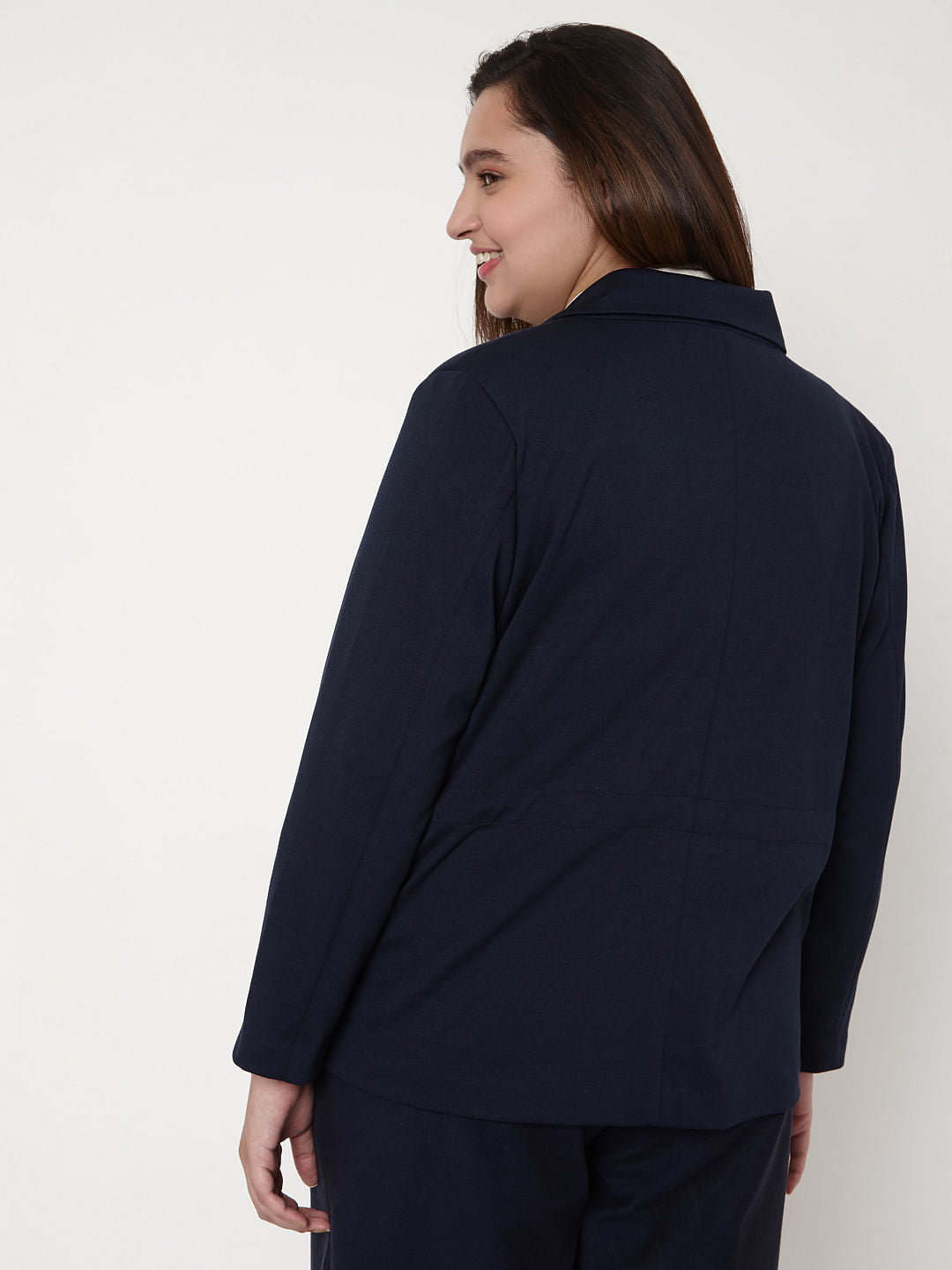 Curve Navy Blue Formal Blazer