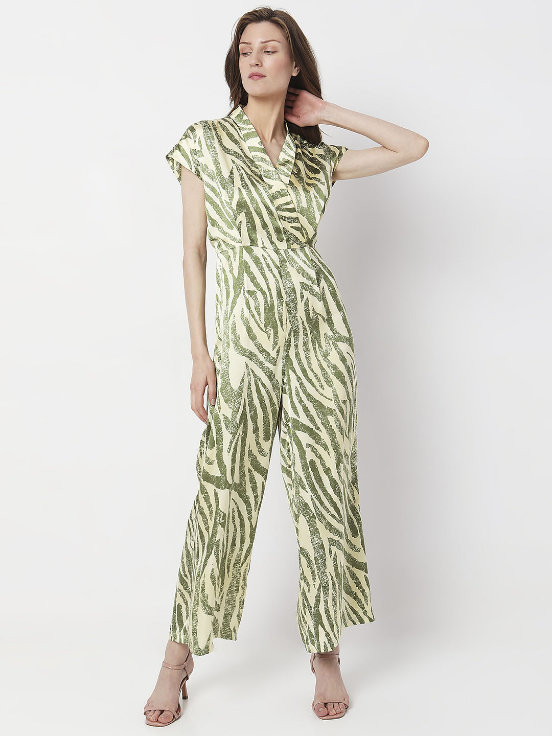 Green Animal Print Jumpsuit
