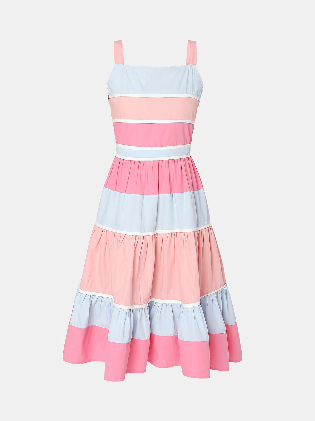 Pastel Peach Colourblocked Midi Dress