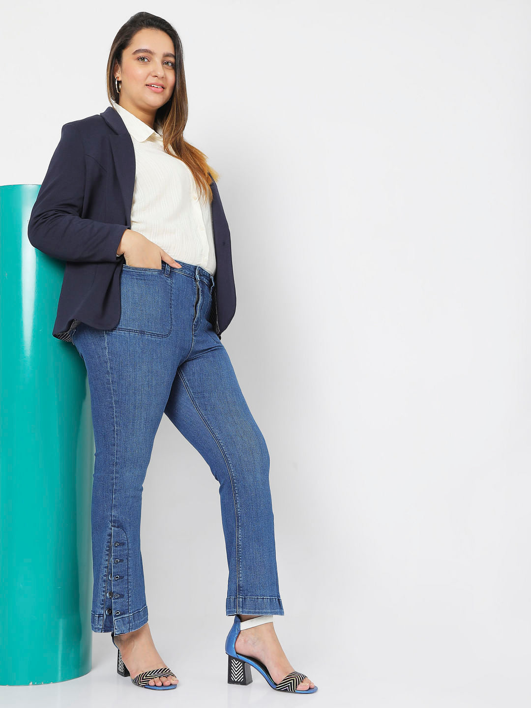 Curve Blue High Rise Bootcut Jeans