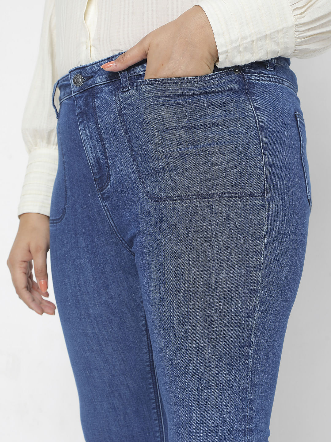 Curve Blue High Rise Bootcut Jeans