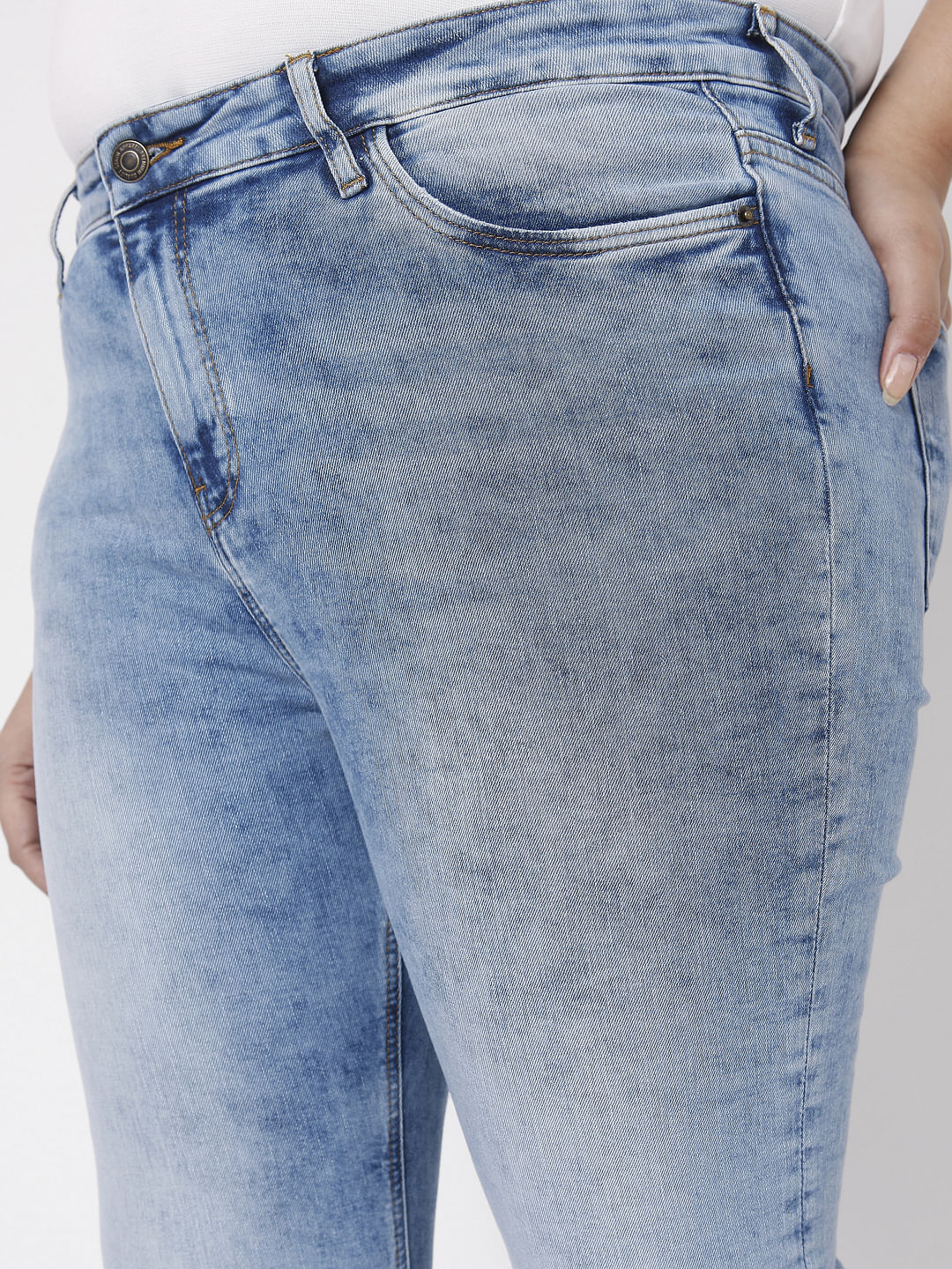 Curve Light Blue Mid Rise Petra Bootcut Jeans