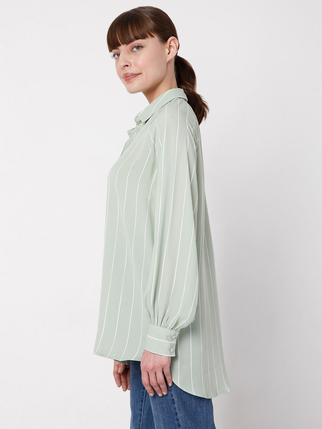 Green Vertical Stripe Shirt