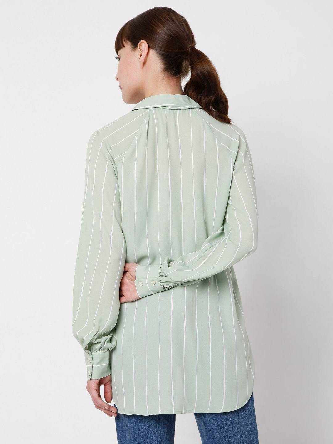 Green Vertical Stripe Shirt