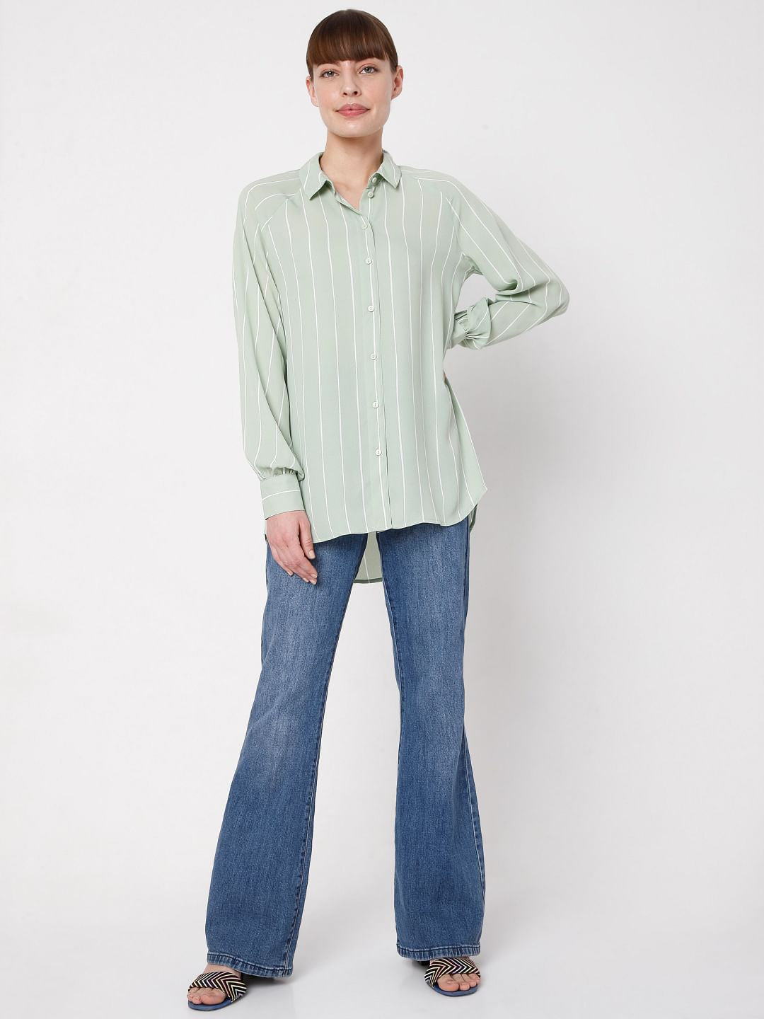 Green Vertical Stripe Shirt