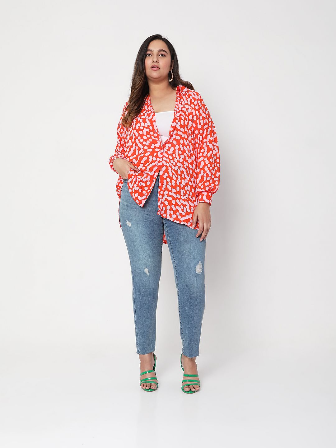 Curve Coral Polka Shirt