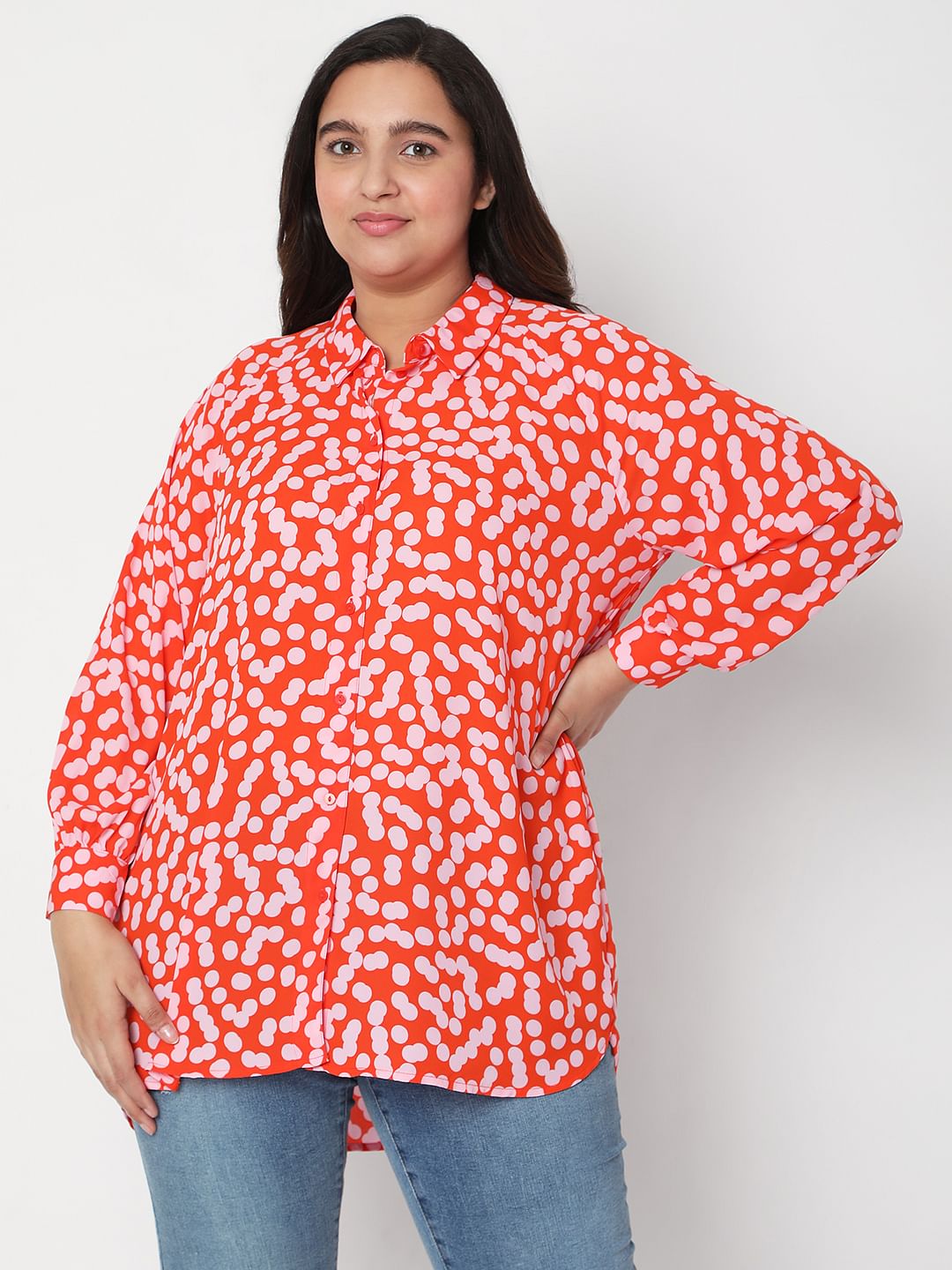 Curve Coral Polka Shirt
