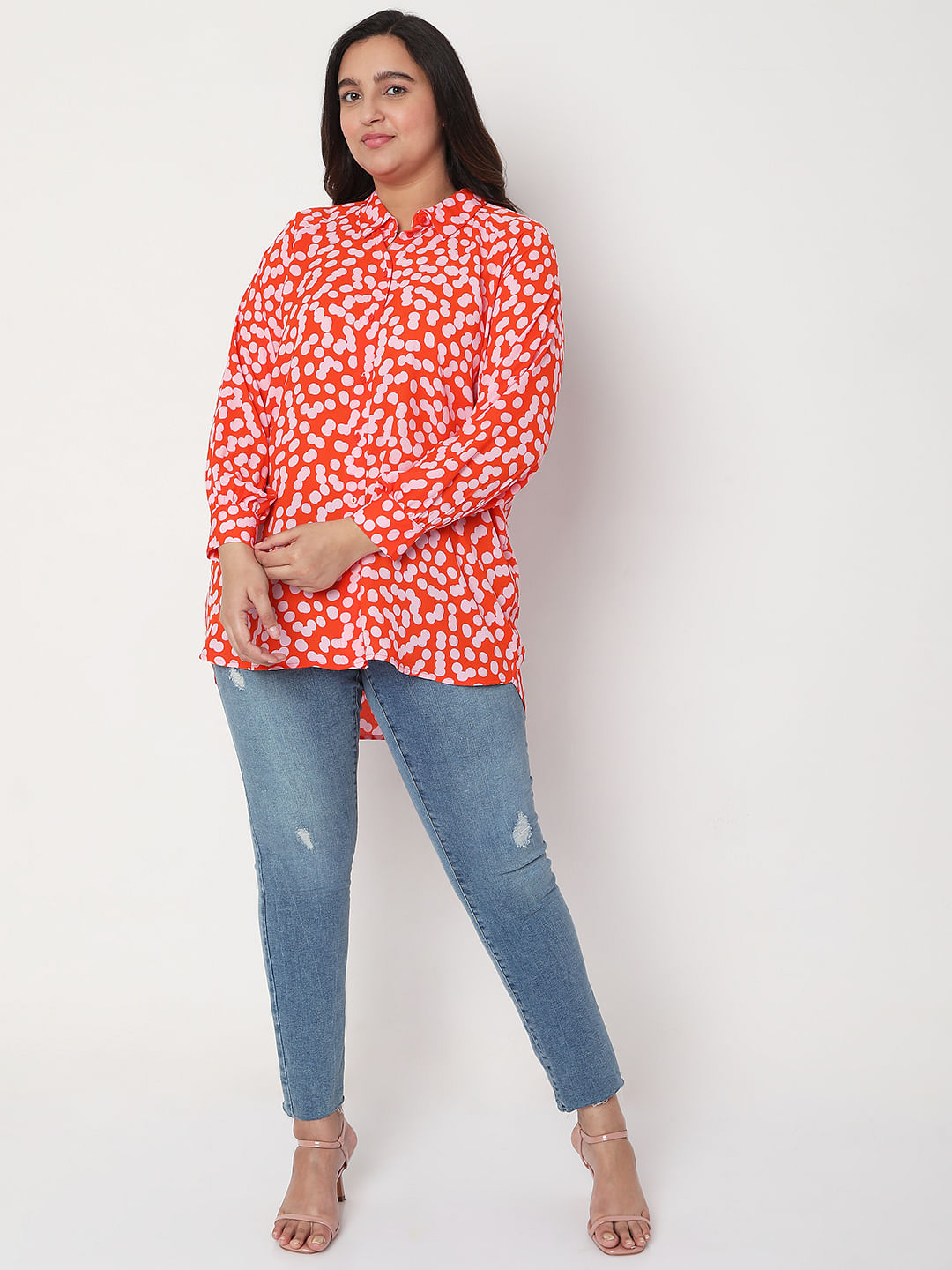 Curve Coral Polka Shirt