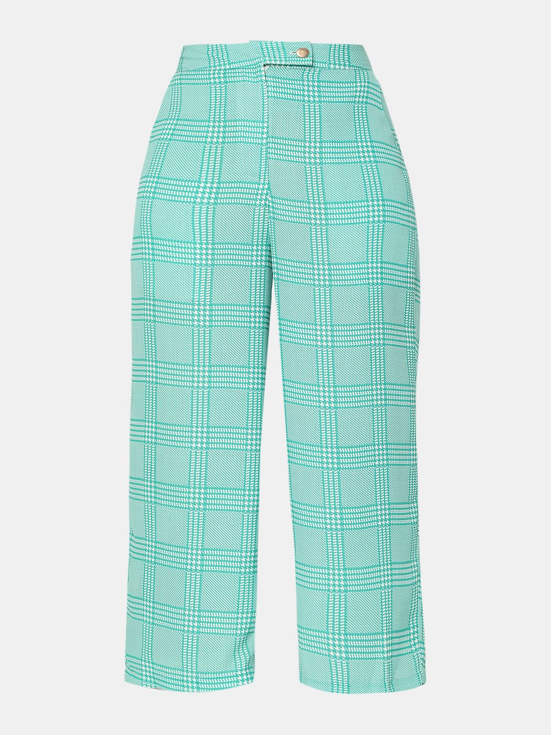 Green Mid Rise Check Co-Ord Pants