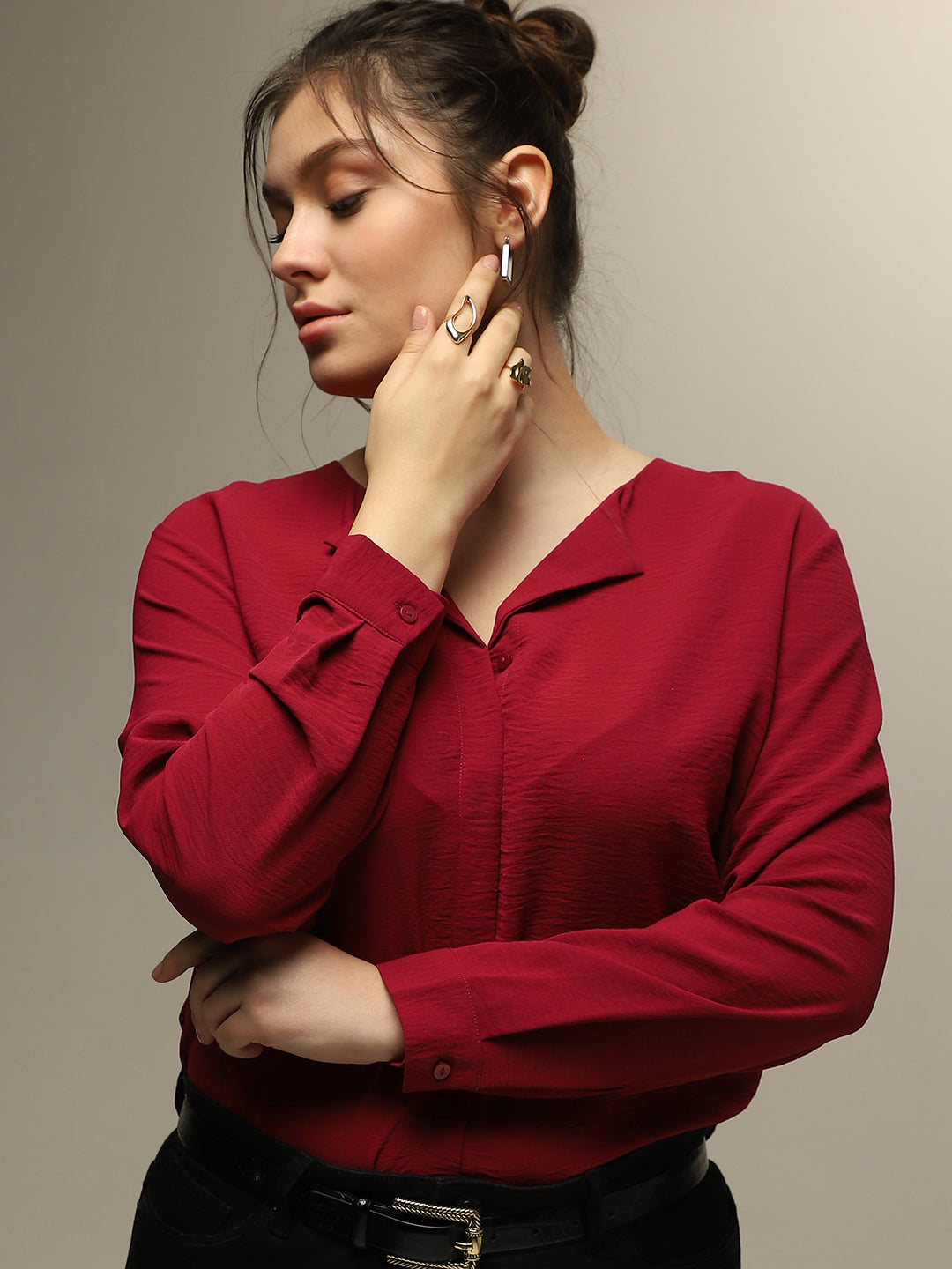 Beet Red Full Sleeves Top