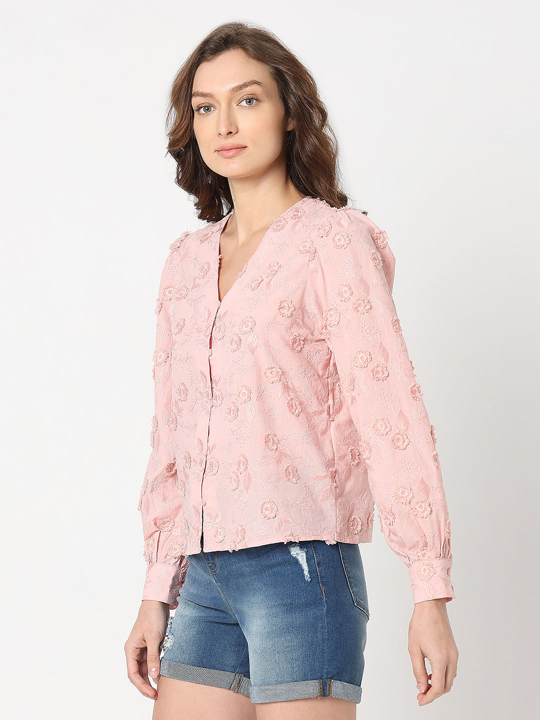 Pink Embroidered Cotton Top