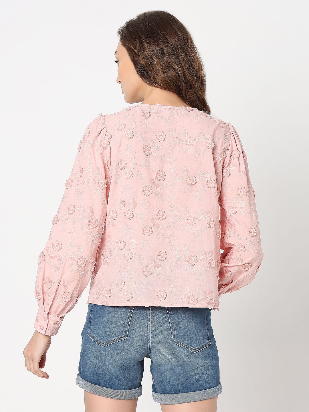Pink Embroidered Cotton Top