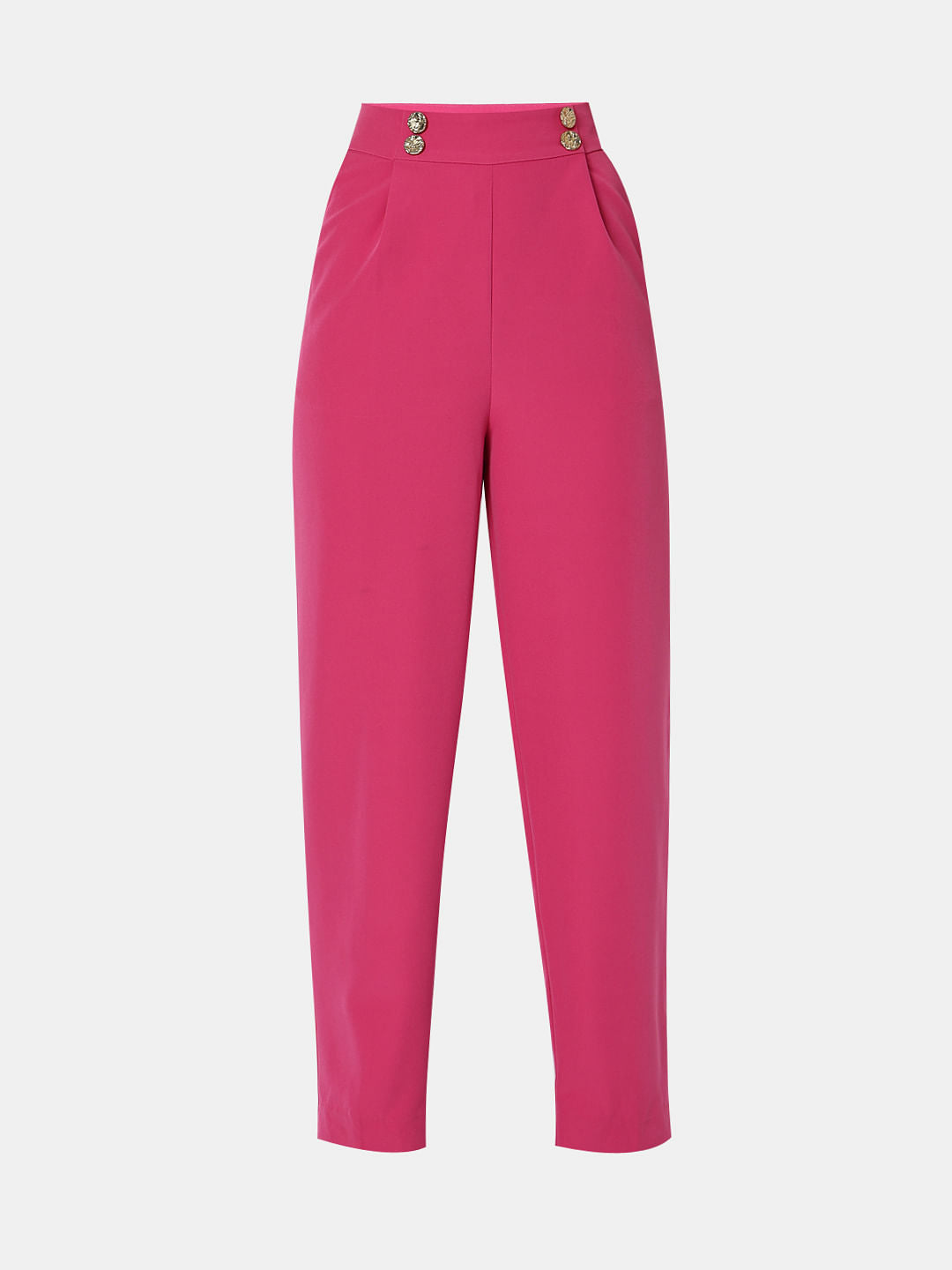 Pink High Rise Tapered Fit Pants