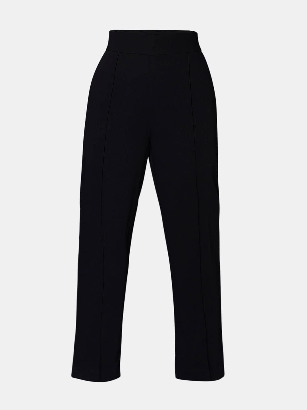 Black High Rise Tapered Fit Pants