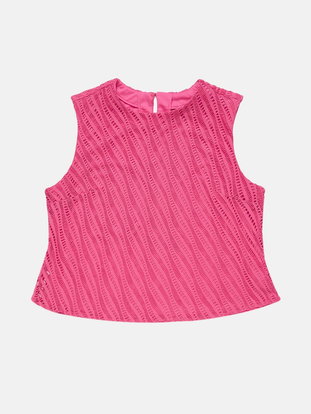 Hot Pink Lace Sleeveless Top