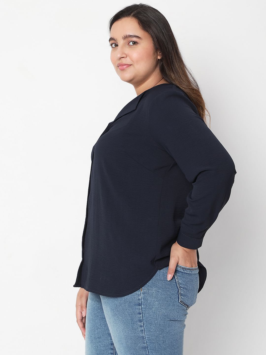 Curve Navy Blue Top