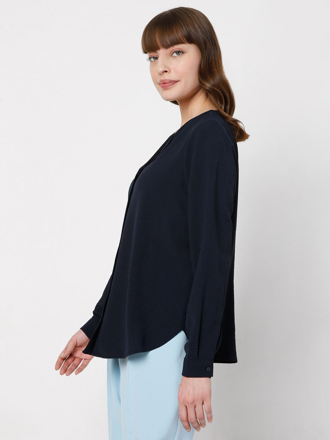 Navy Blue Textured Shirt