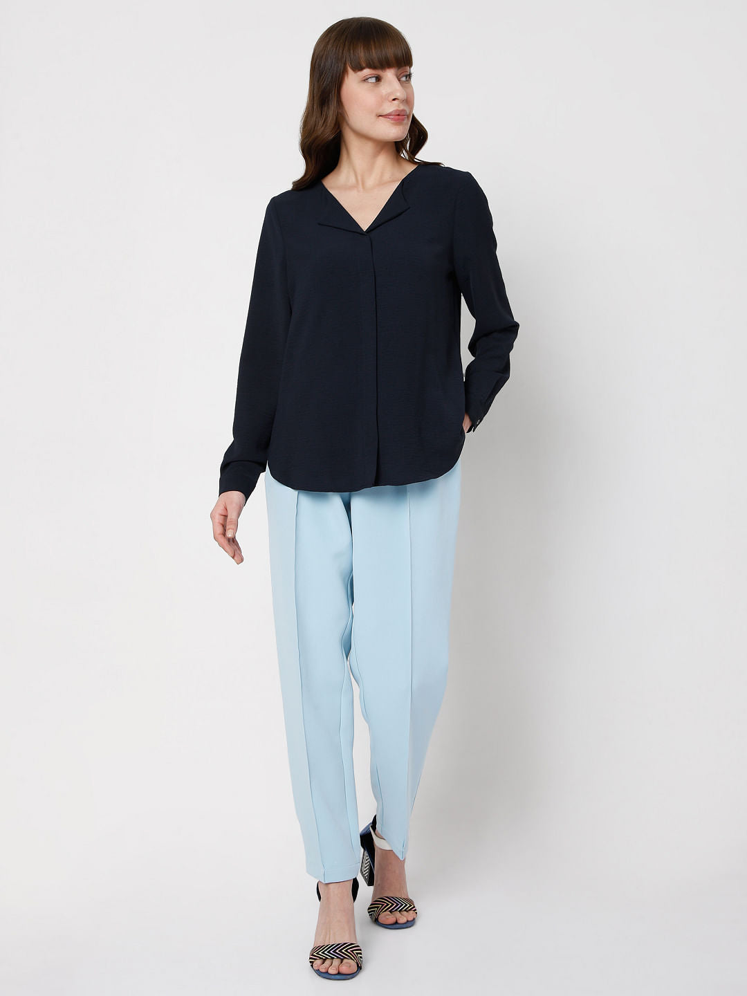 Navy Blue Textured Shirt