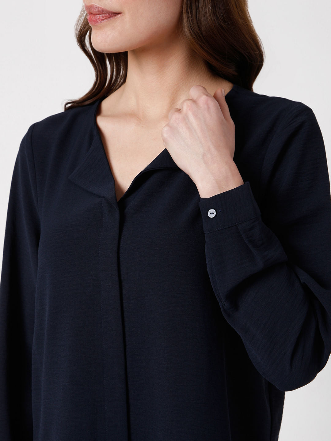 Navy Blue Textured Shirt