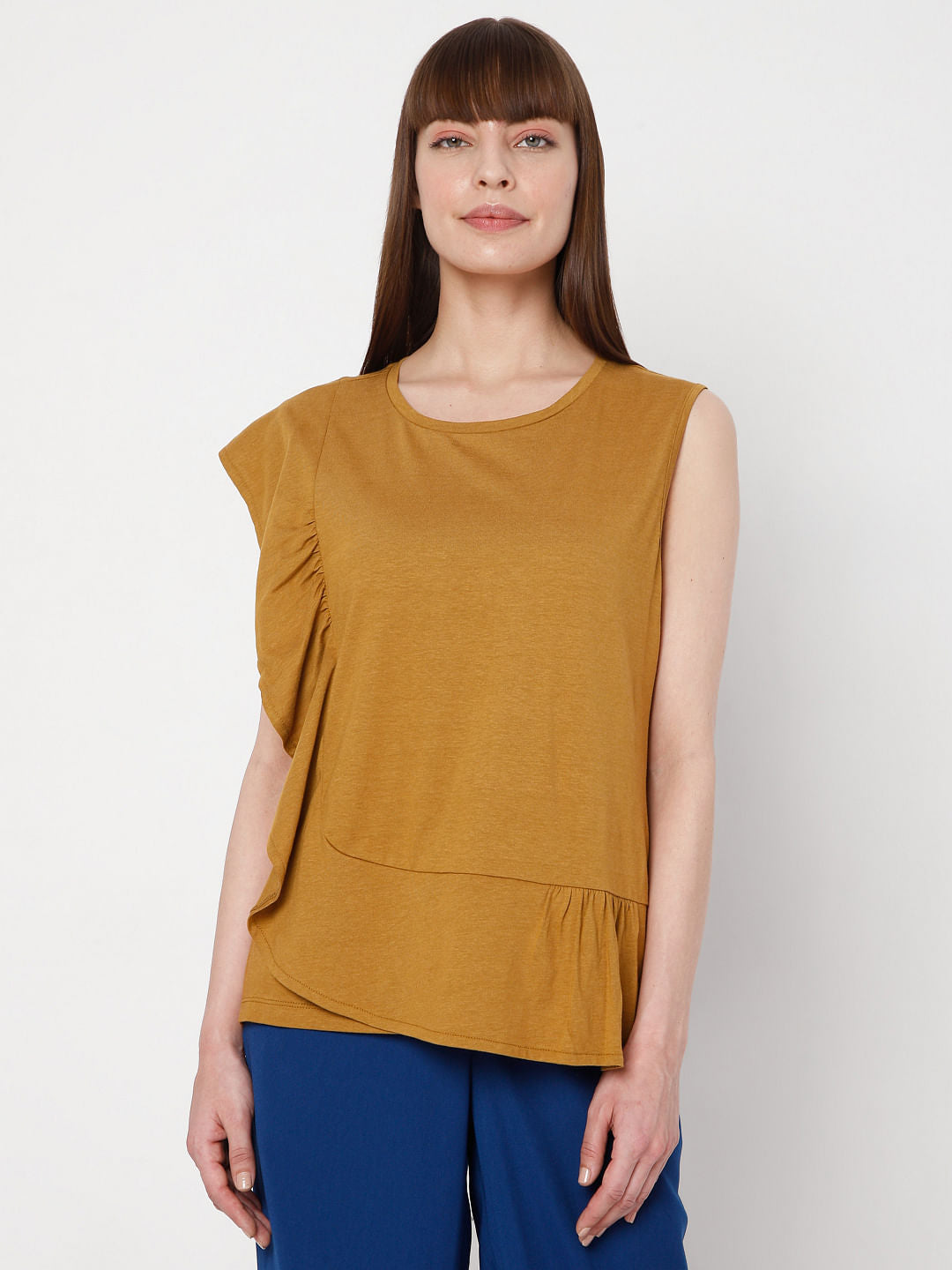 Brown Ruffle Top