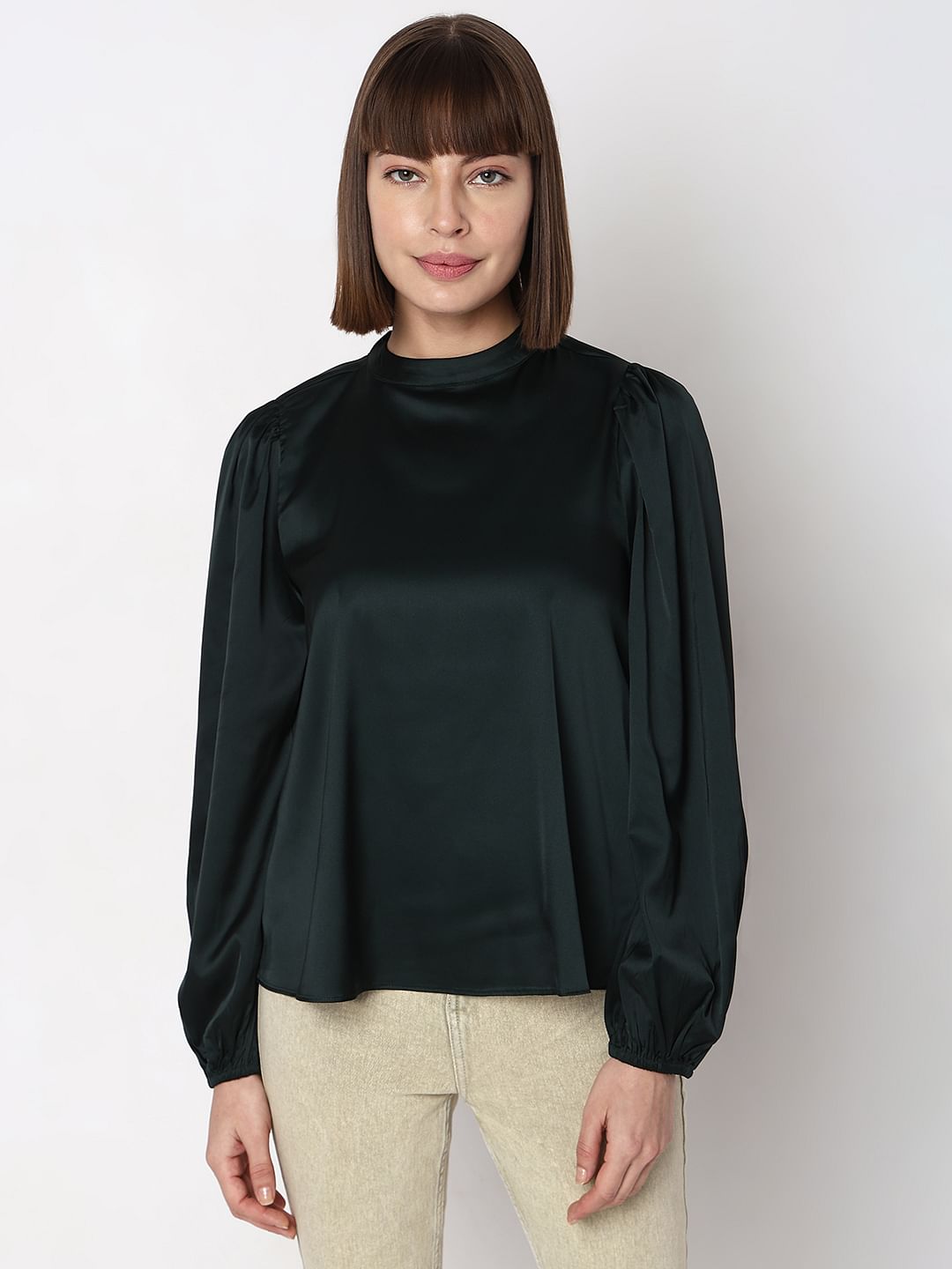 Dark Green High Neck Top
