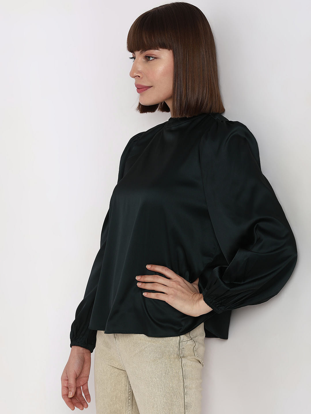 Dark Green High Neck Top