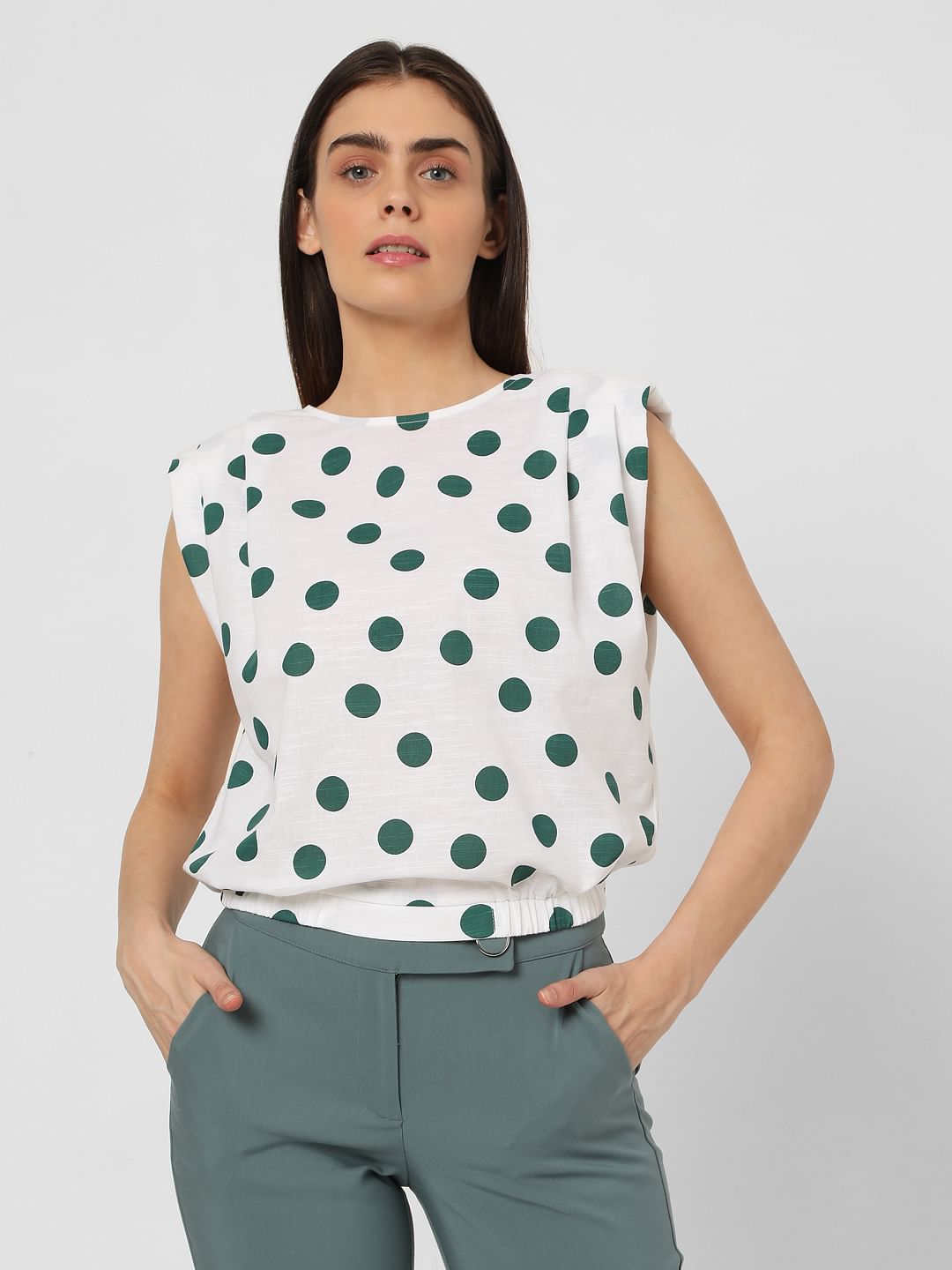 White Polka Dot Top