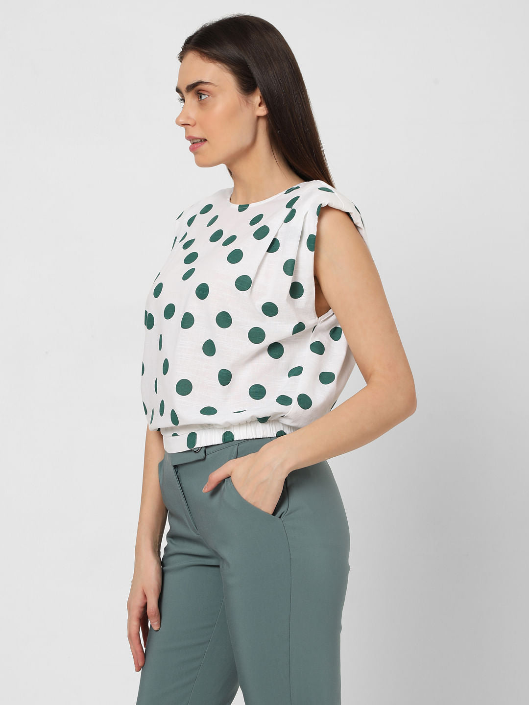 White Polka Dot Top