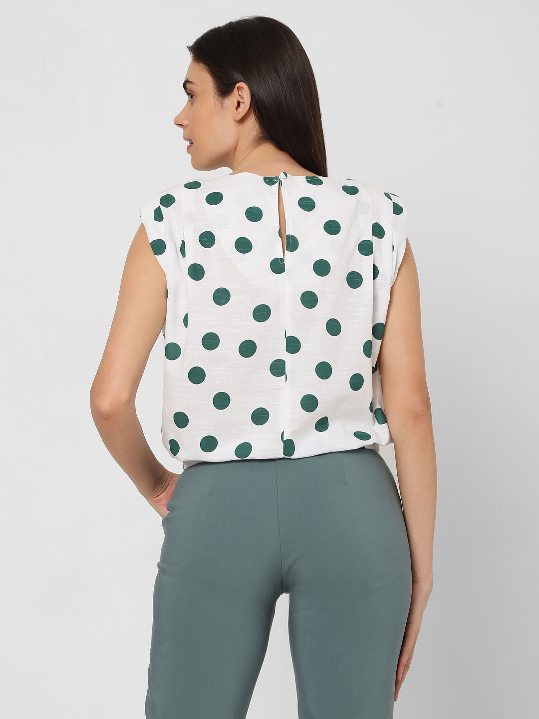 White Polka Dot Top