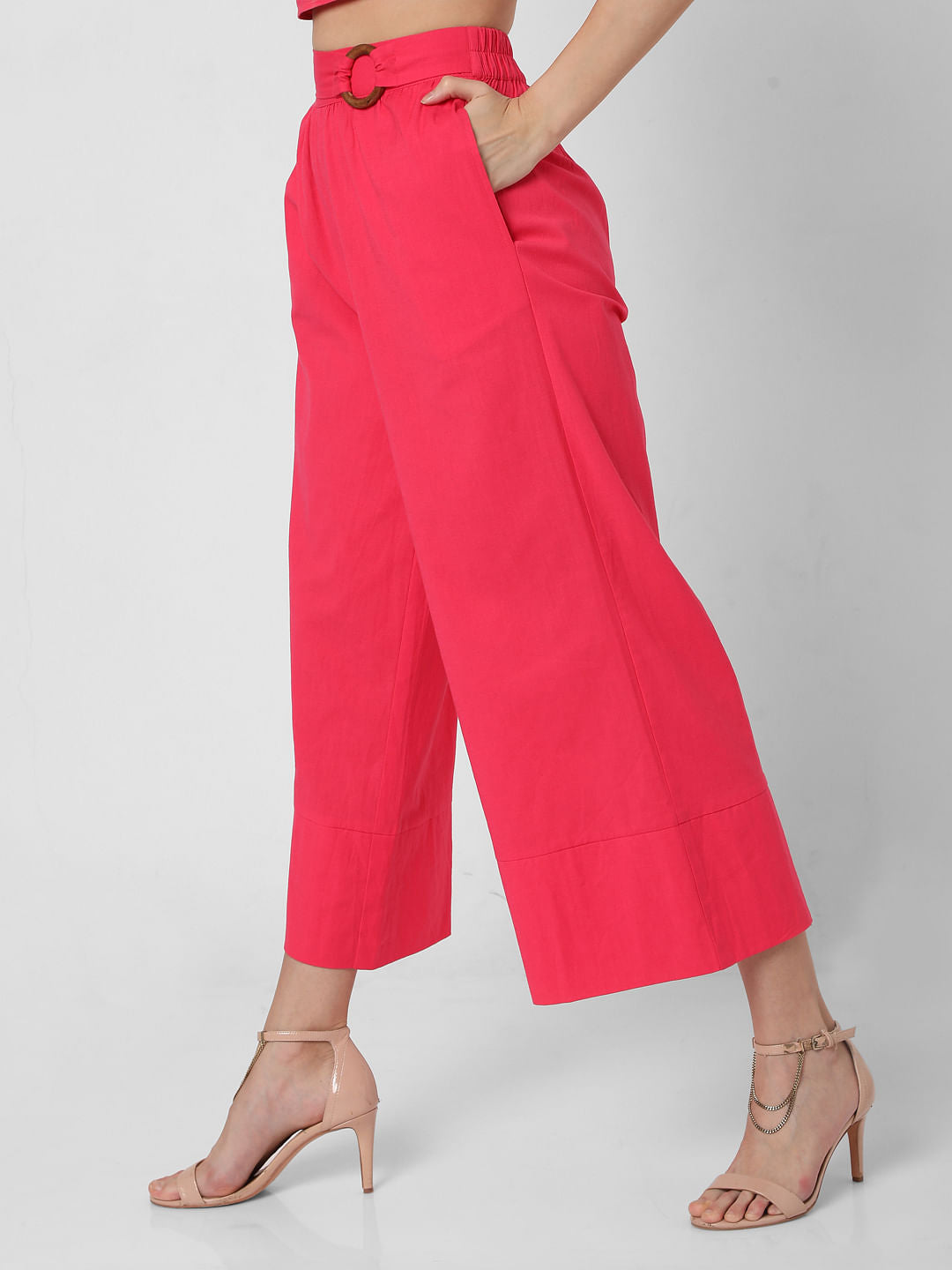 Pink High Rise Flared Co-Ord Set Pants