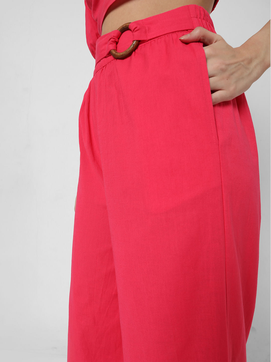 Pink High Rise Flared Co-Ord Set Pants