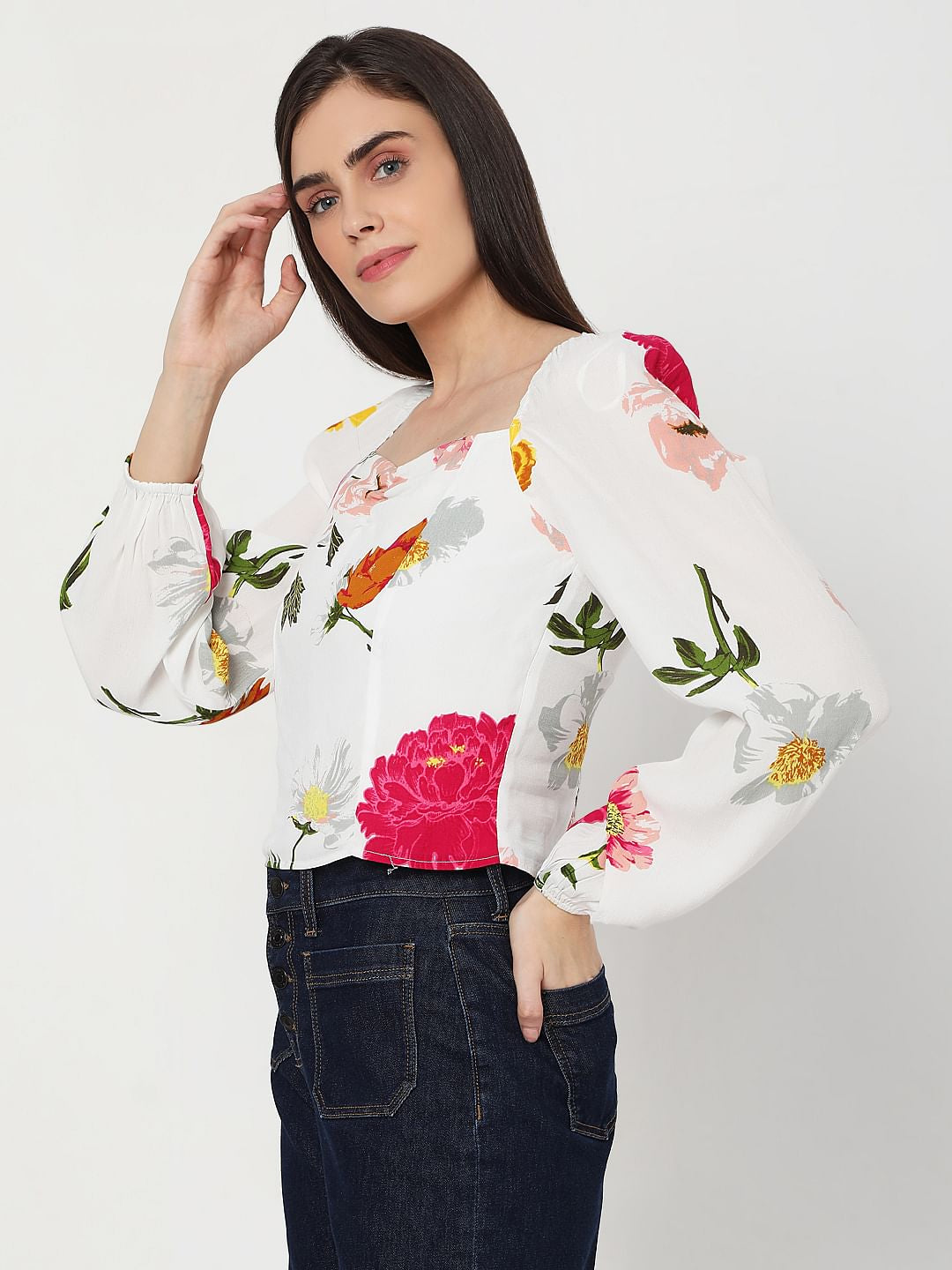 White Floral Top