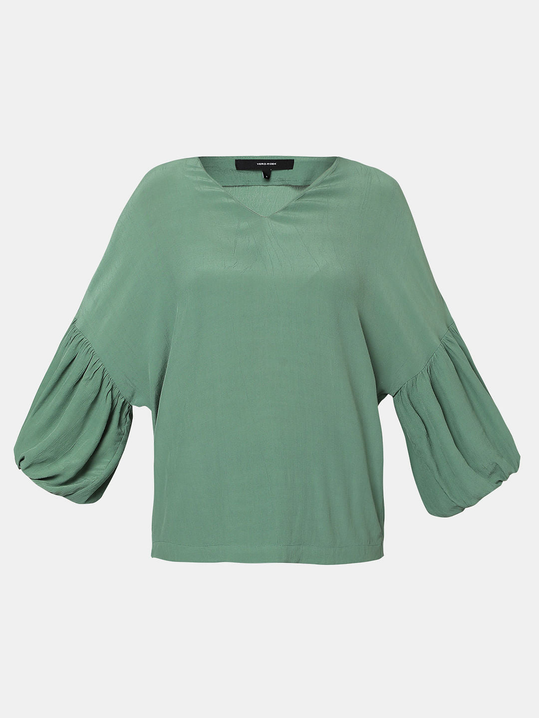 Green Puff Sleeves Top