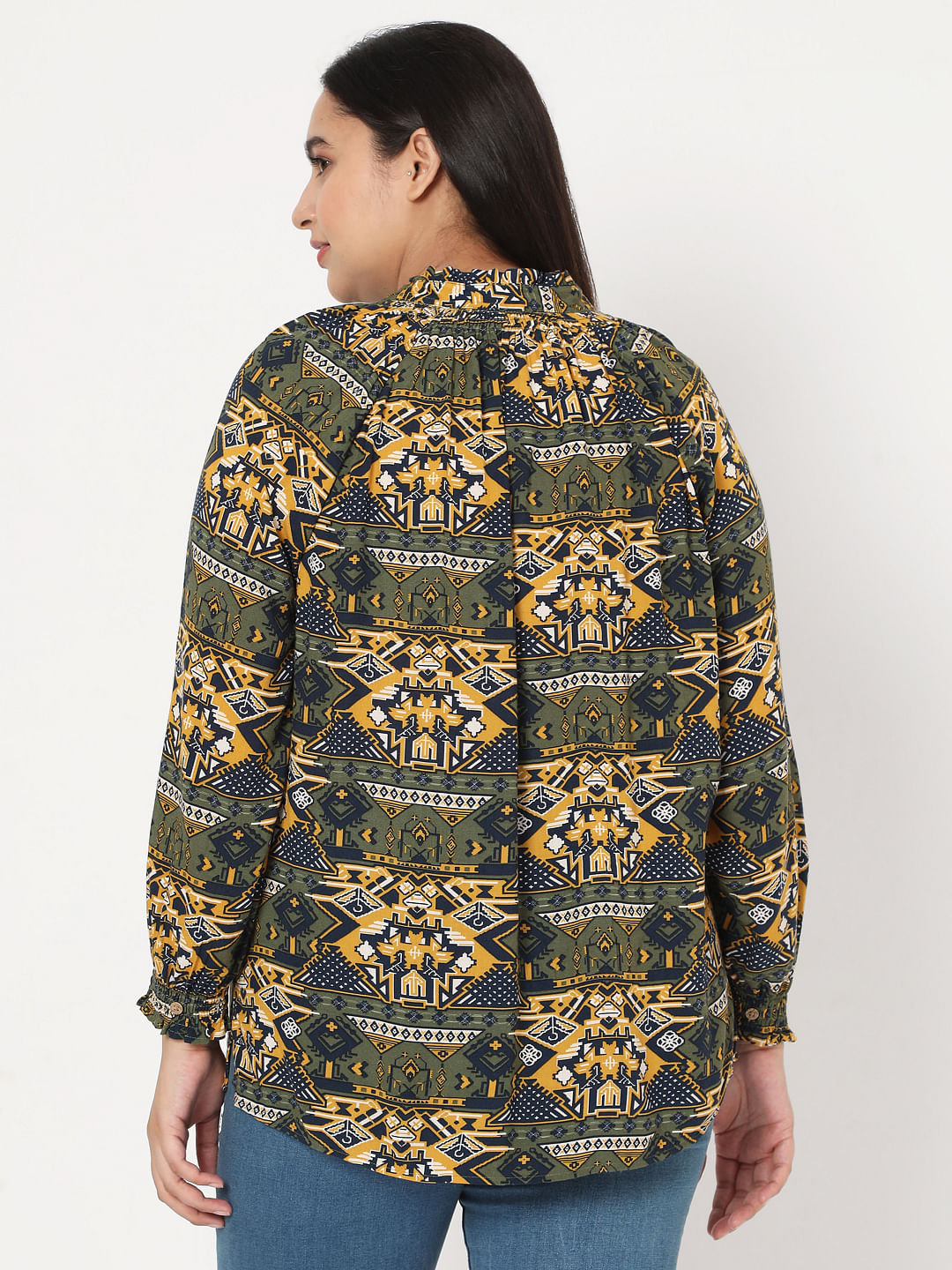 Curve Green Aztec Print Top