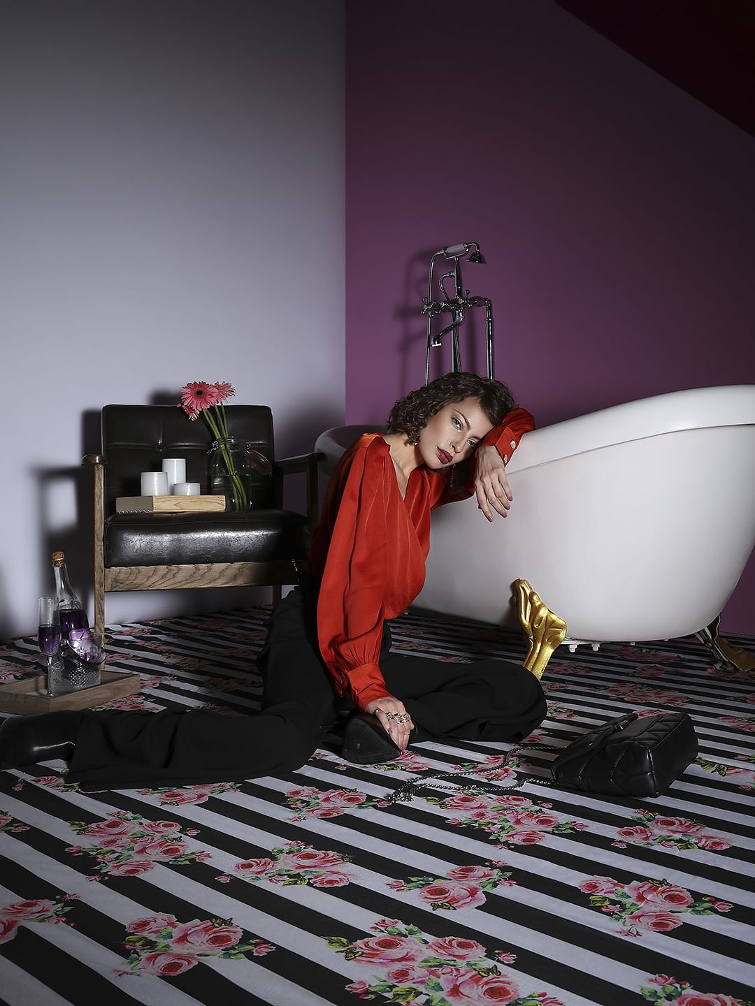 Marquee Red Overlap Cropped Top