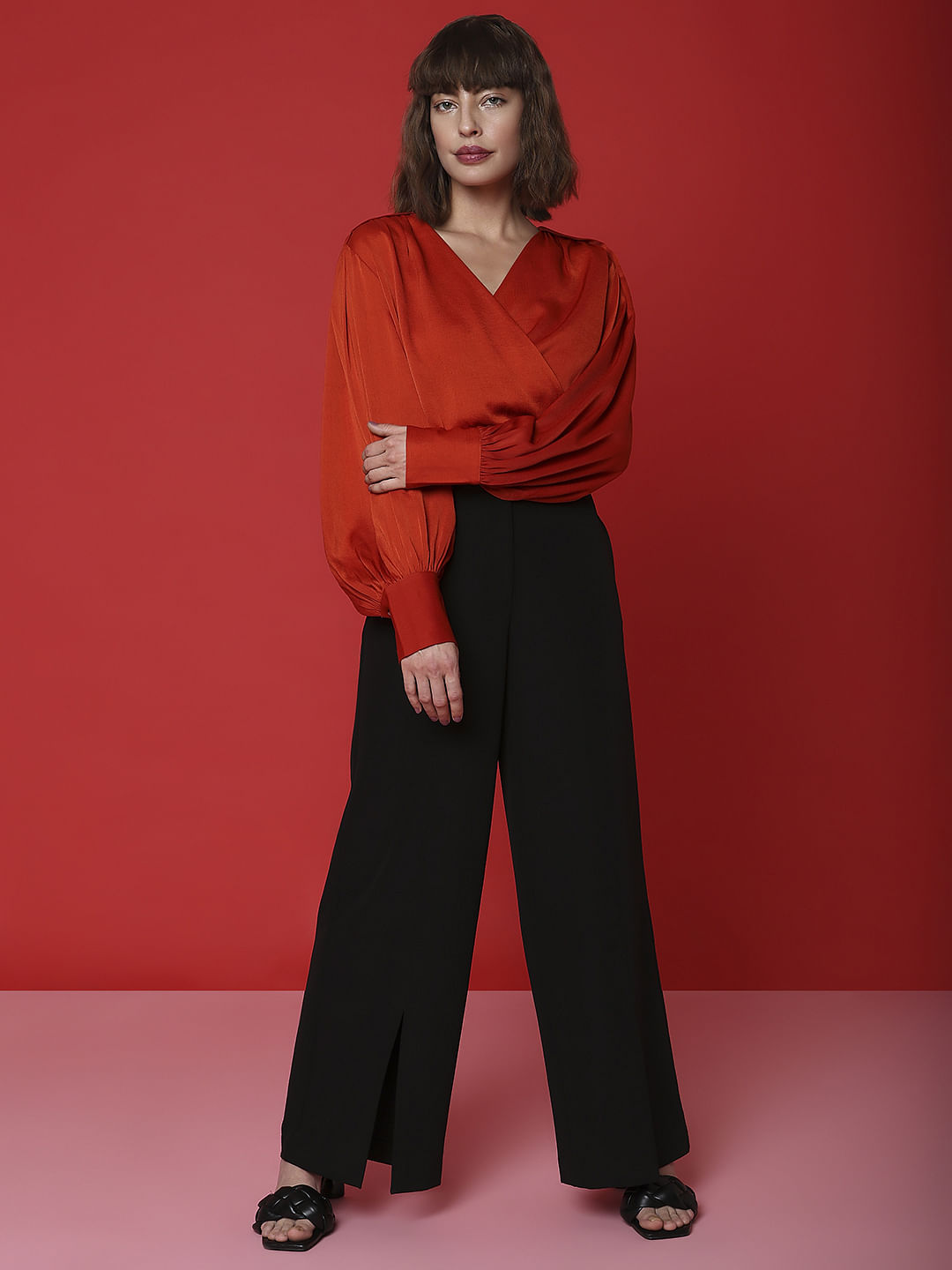 Marquee Red Overlap Cropped Top